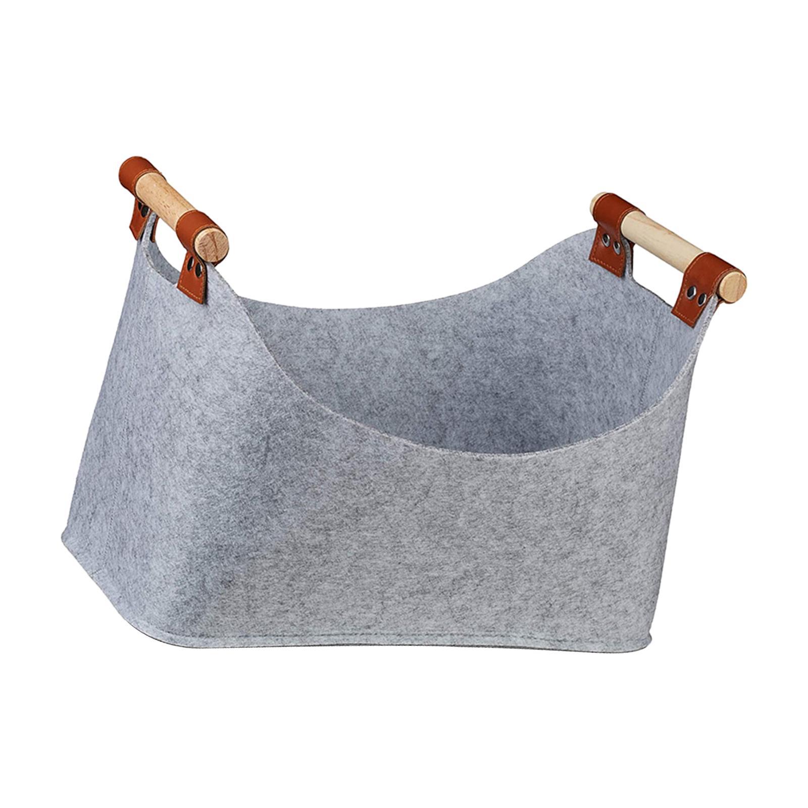 Felt Bag with Wooden Handle Thickened Rack Barbecue Log Tote Bag for Camping