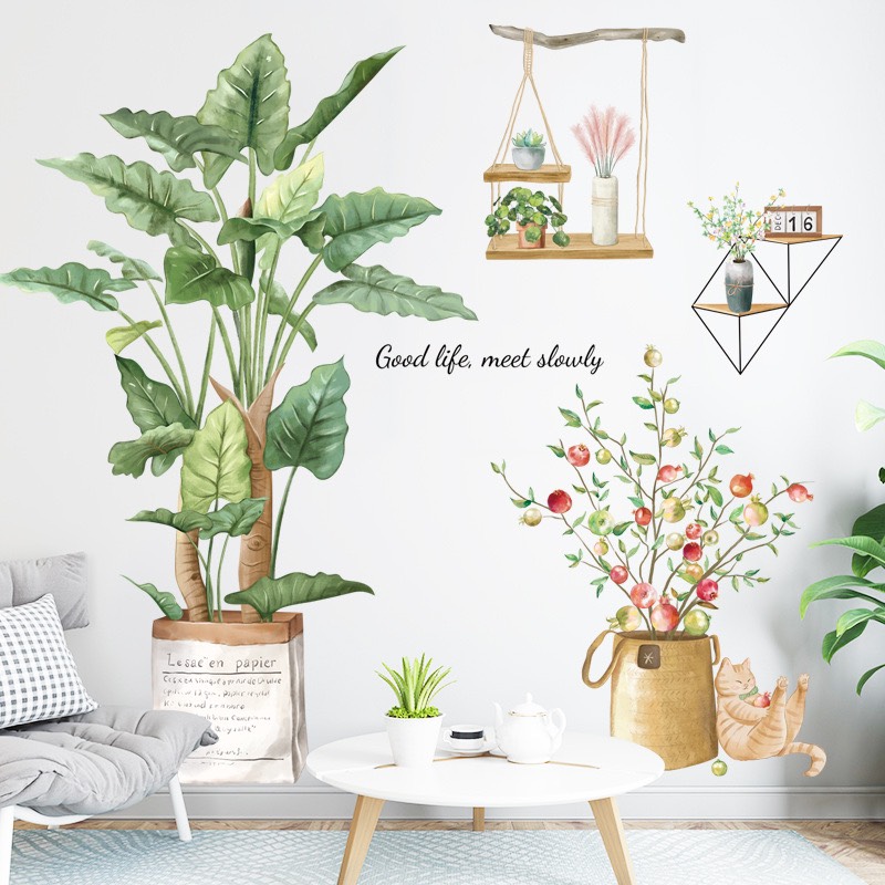 Decal Dán Tường Hoa Lá Trang Trí Phòng Ngủ, Phòng Khách - AY10257 NHAXINH10
