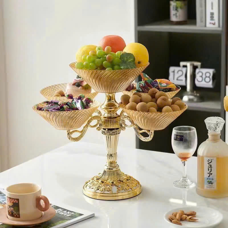 Khay Đựng Mứt Tết 2 Tầng 5 Cánh Mạ Vàng Cao Cấp – Khay Trái Cây, Bánh Kẹo, Hạt Khô Sang Trọng Trang Trí Phòng Khách - HÀNG CHÍNH HÃNG MINIIN