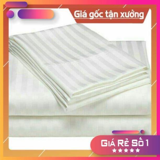 Drap Trắng Sọc cotton cvc cho Khách sạn.Nhà nghĩ.gia đình nệm cao 17_27cm