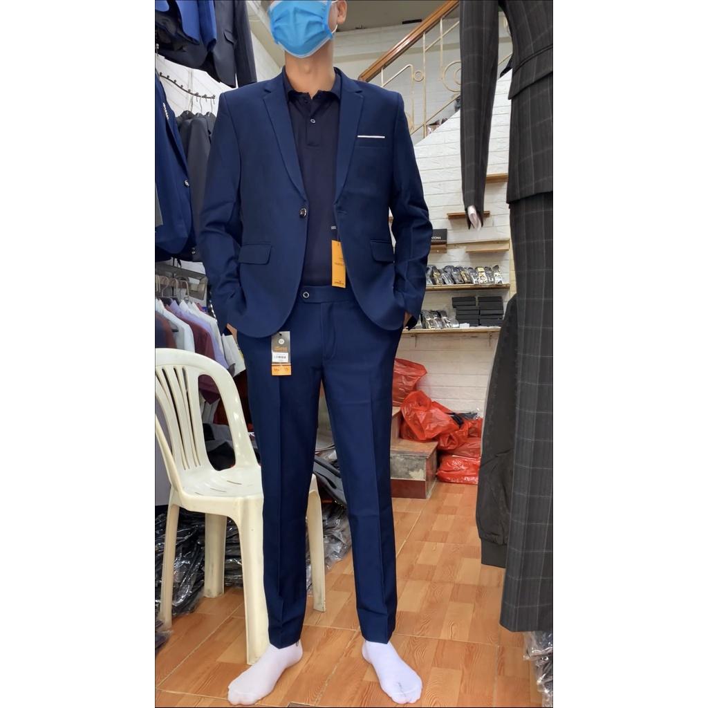 Bộ Vest Comple Nam Mặc Cưới Màu Xanh Lân, Bộ Suit Nam Hàn Quốc Vải Sịn
