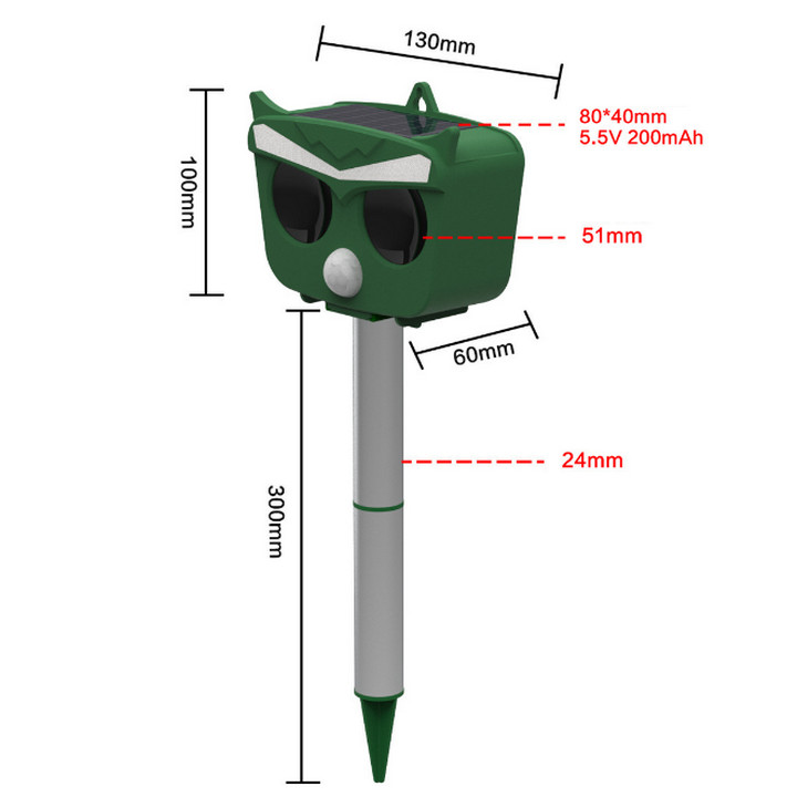 Thiết Bị Xua Đuổi Động Vật SOLARPOWERED ULTRASONIC Với 5 Cường Độ Siêu Âm - Home and Garden