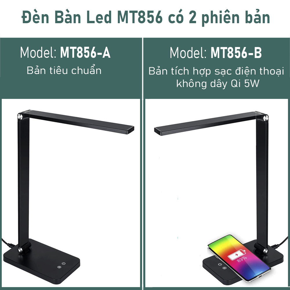 Đèn bàn Led Smart MT856, 5 chế độ ánh sáng, Cổng sạc USB 5V
