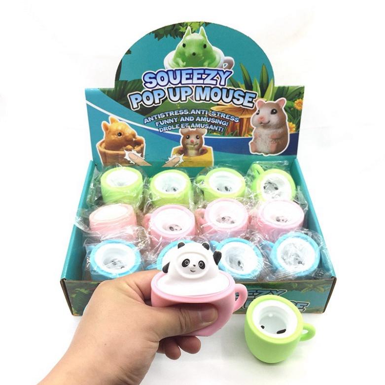 GẤU TRÚC TRỐN TRONG CỐC TRÀ Squishy Mochi đồ chơi bóp tay mềm mịn dễ thương chân thực giảm stress co dãn đàn hồi ngộ ngh