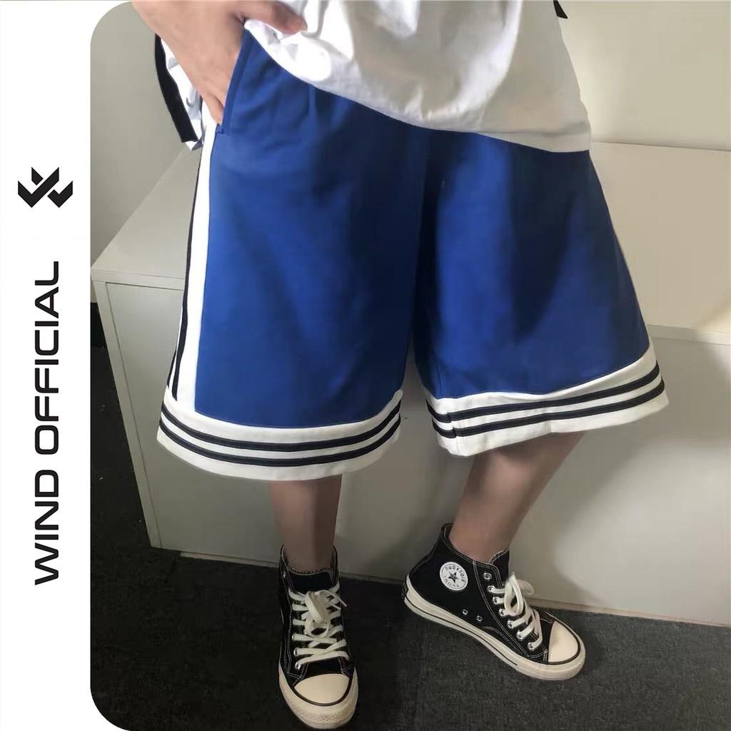 Quần short bóng chày unisex thun form rộng lửng Sọc nam nữ oversize ulzzang