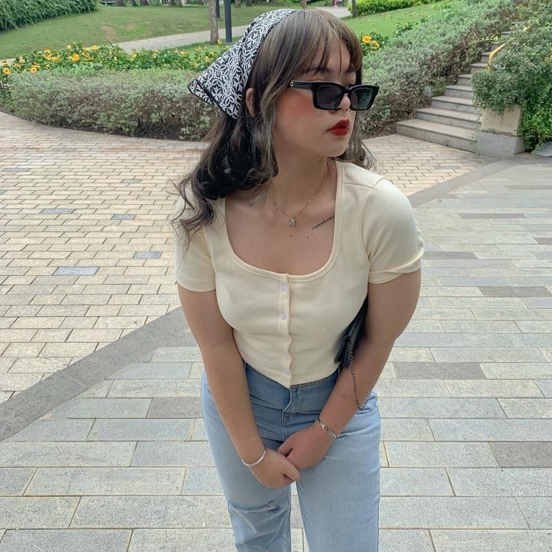 ÁO CROPTOP NÚT