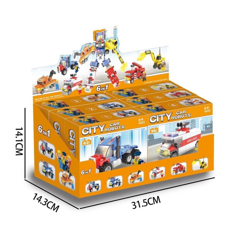 COMBO 06 HỘP Lắp ráp Ghép hình Robot Car biến hình 568 chi tiết LXA326 Ghép hình Robot