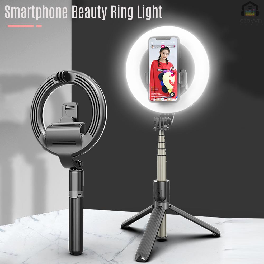 Vòng đèn LED 3 chế độ mini 6 inch có thể điều chỉnh độ sáng kèm gậy ba chân hỗ trợ trang điểm trực tuyến