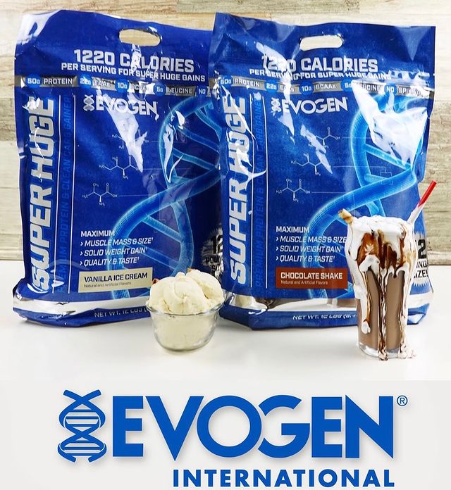 Combo Sữa Tăng Cân Evogen Super Huge Gain, Tăng Cơ Nạc Với Nguồn Protein Cao Cấp 50g Protein, 22g EAA - 10g BCAA, EVOZYME, Bịch 5.4kg (Vị Chocolate) - Tặng Kèm Bình Lắc (Màu Ngẫu Nhiên)