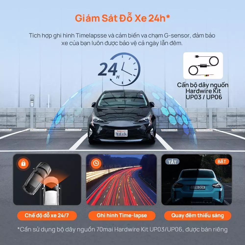 Camera hành trình 70mai A410 2.5K HDR quay đêm siêu nét, ghi hình va chạm khẩn cấp, có GPS, giám sát đỗ xe - Hàng chính hãng