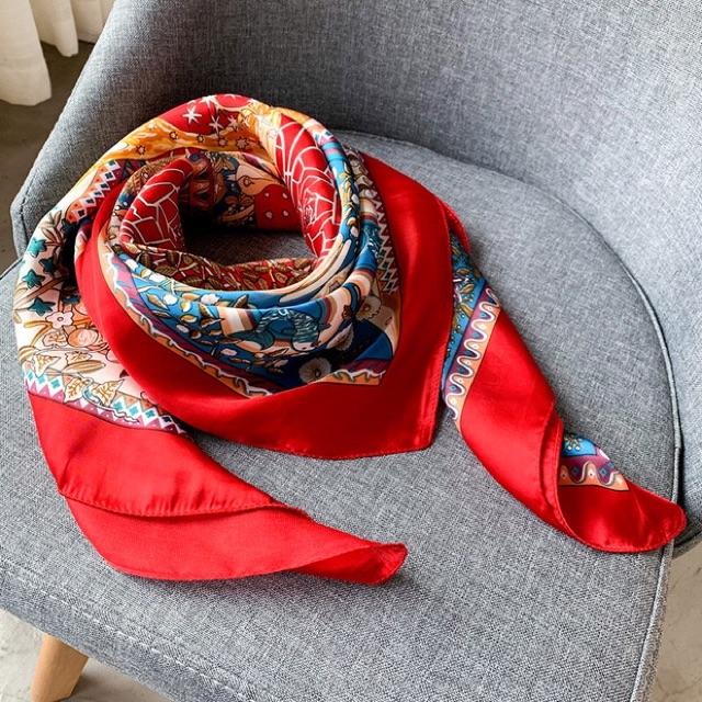 Khăn lụa vuông choàng cổ thanh lịch size 90x90cm đa năng quấn áo yếm - Khăn turban