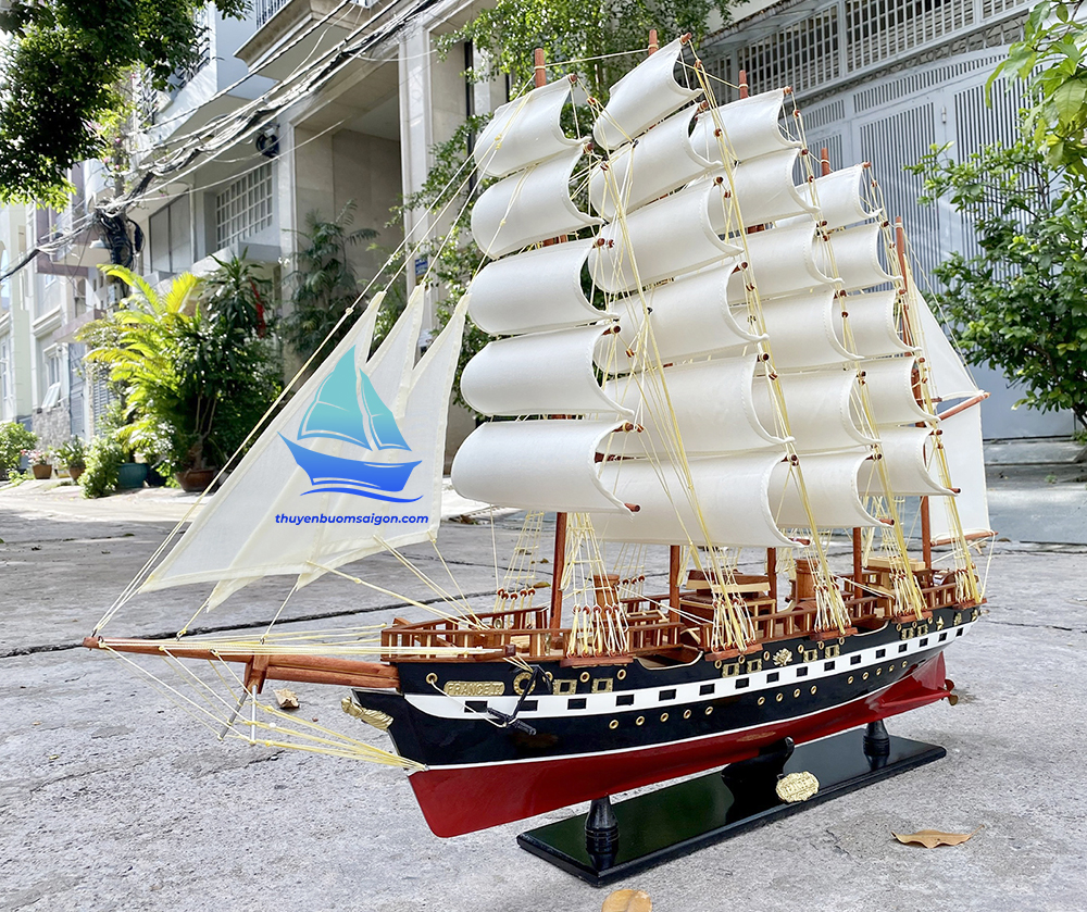 Thuyền gỗ France 2 Painted dài 104cm trang trí