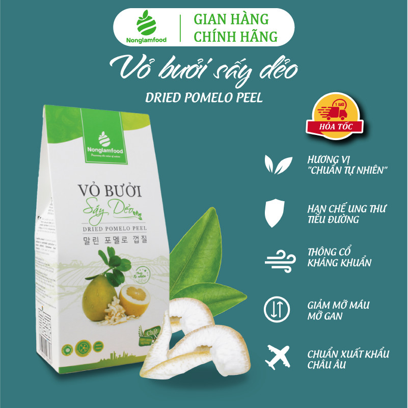 Vỏ bưởi sấy dẻo Nonglamfood hộp 200g | Healthy Snack | Tăng đề kháng tự nhiên | Trái cây sấy dẻo dinh dưỡng ăn liền | Ăn vặt giảm cân, giữ dáng, đẹp da