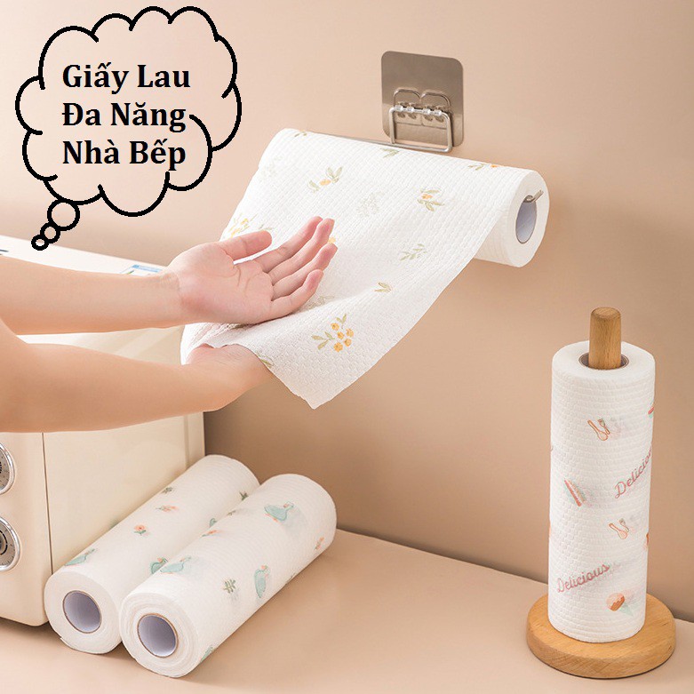 Cuộn giấy lau bếp - Khăn lau đa năng bằng vải không dệt bền dai, sạch dầu mỡ chống thấm tiện dụng (50 tờ/cuộn)