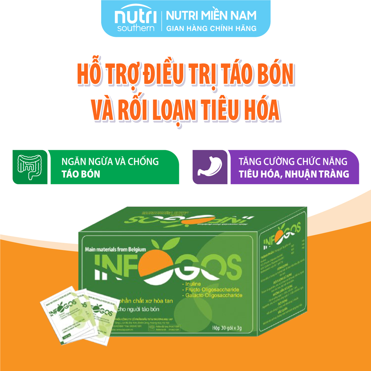 Chất Xơ Hòa Tan INFOGOS Hỗ Trợ Táo Bón Và Rối Loạn Tiêu Hóa, Giúp Đường Ruột Khỏe Mạnh