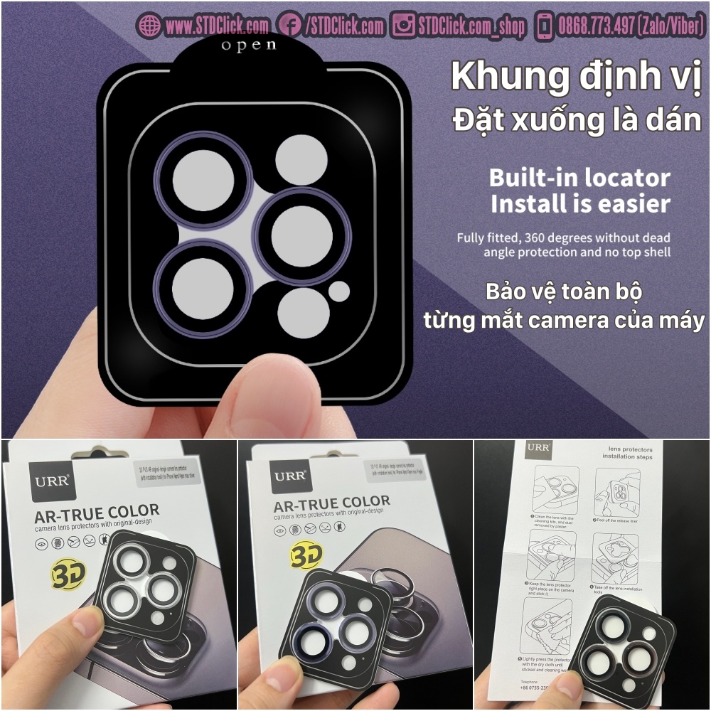 KÍNH CAMERA DÀNH CHO IPHONE 14 PRO MAX - 14 PRO - 14 PLUS - 14 MINI URR AUTOBOT 3D AR SIÊU MỎNG