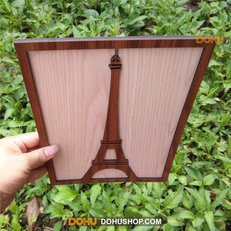 Tranh Treo Tường Bằng Gỗ Handmade DOHU018: Tháp Eiffel - Thiết Kế Đơn Giản, Độc Đáo, Sang Trọng