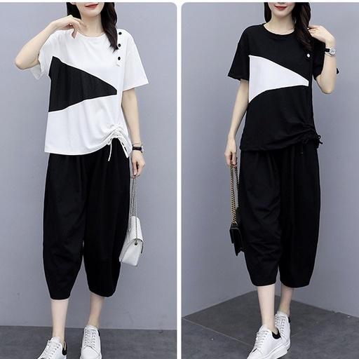 Đồ bộ nữ mặc nhà tay ngắn, chất liệu Cotton co giãn, Set bộ đi chơi nữ, trẻ trung, phá cách, NeSa Shop