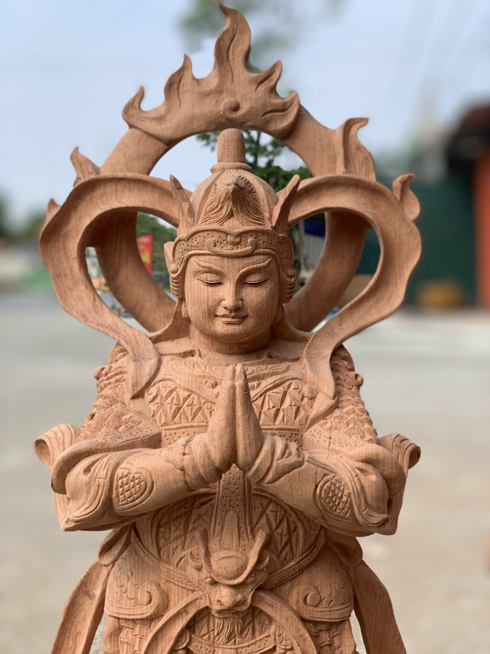 Cặp tượng điêu khắc vi đà tiêu diện hộ phát bằng gỗ hương đá víp đẹp long lanh kt cao 60×27×17cm