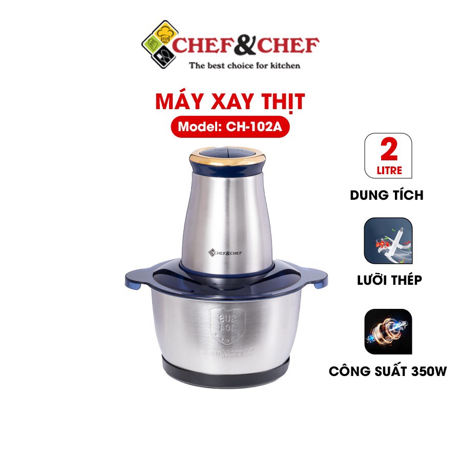 Máy xay thịt cao cấp đa năng CHEF&amp;CHEF dung tích 2L dao xay 4 lưỡi tiện lợi-Hàng chính hãng.