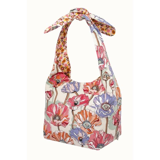 Cath Kidston - Túi 2 mặt/Mini Reversible Knotted Shopper - Summer Poppy Midscale - Pink/Cream -1049091