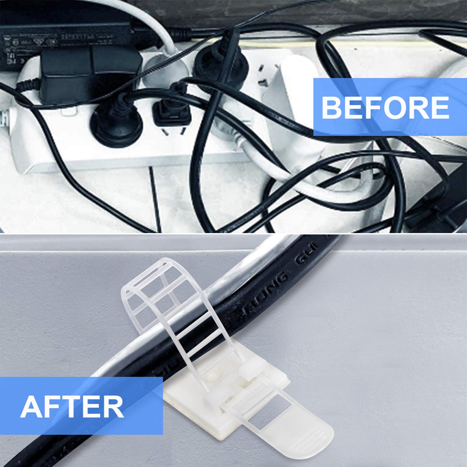 Kẹp cáp tự dính để cố định các sợi dây diện, dây cáp…gồm 25 kẹp và 25 giá