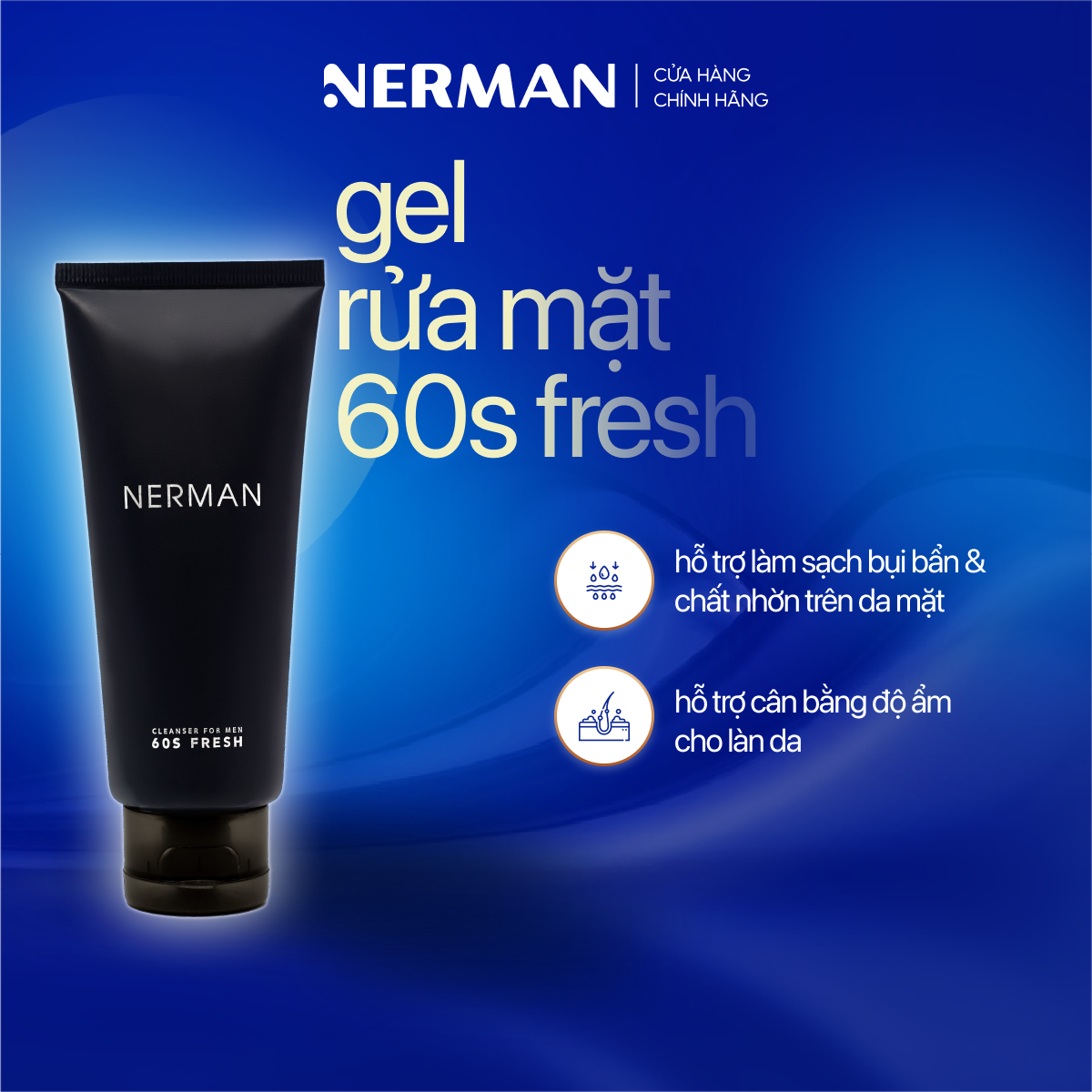 Combo Manly Nerman - Sữa tắm gội hương nước hoa cao cấp 350ml &amp; Gel rửa mặt ngừa mụn 100ml