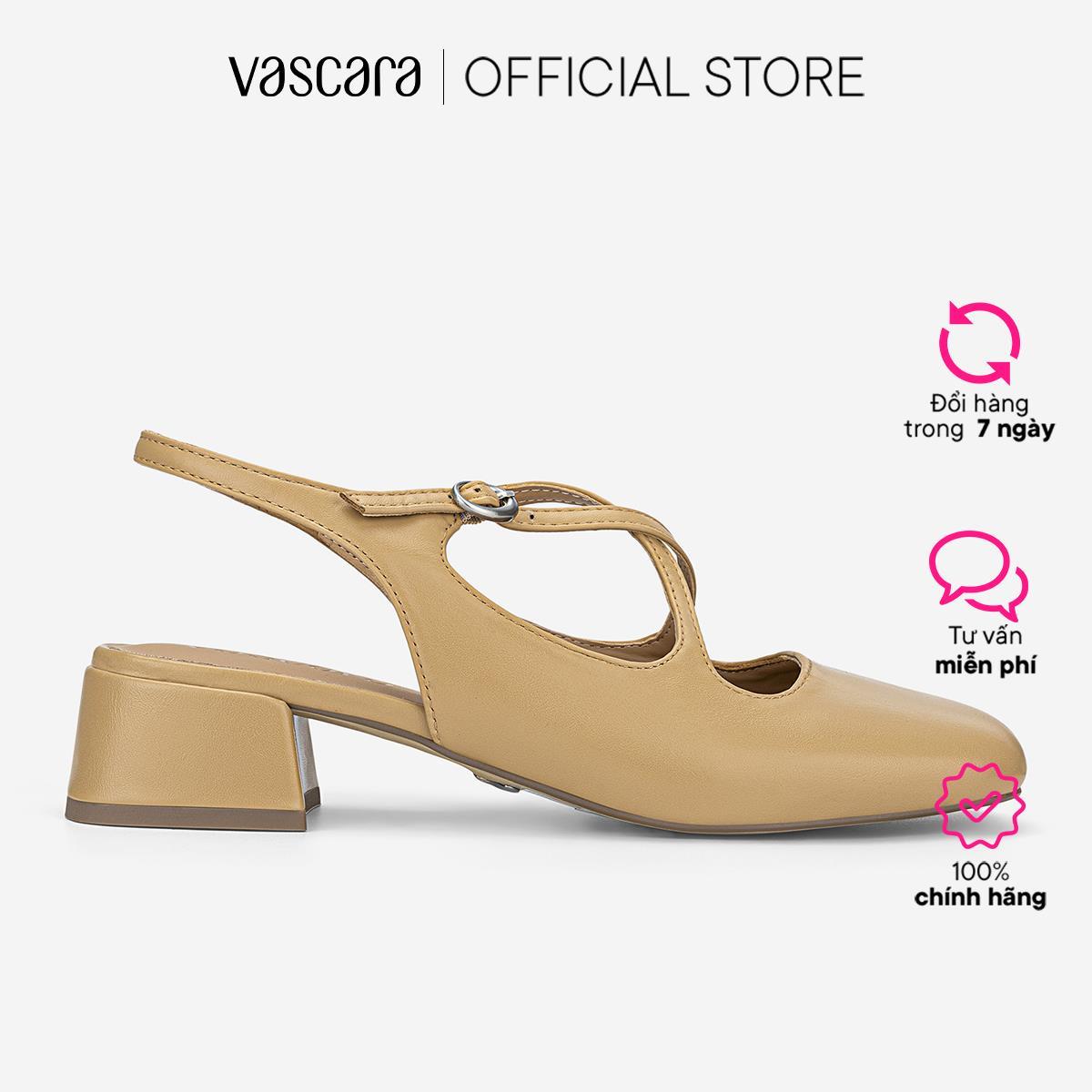Vascara Giày Slingback Bít Mũi Tròn Quai Chéo - BMN 0714