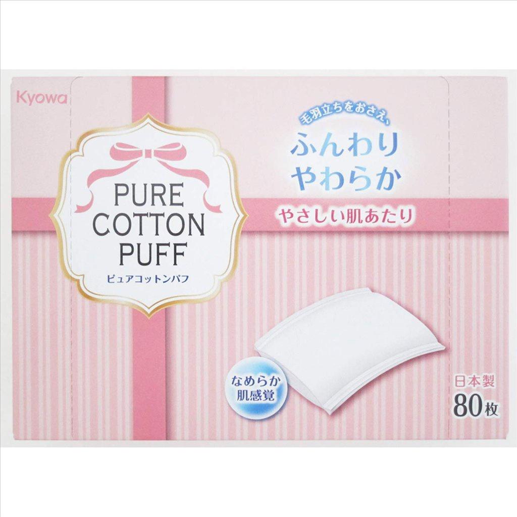 BÔNG TẨY TRANG PURE COTTON PUFF 80 MIẾNG ĐƯỢC LÀM TỪ COTTON THIÊN NHIÊN TINH KHIẾT - HÀNG NHẬT NỘI ĐỊA .