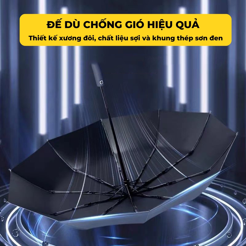 Ô dù che mưa tự động gấp gọn chống tia Uv cao cấp có đèn pin