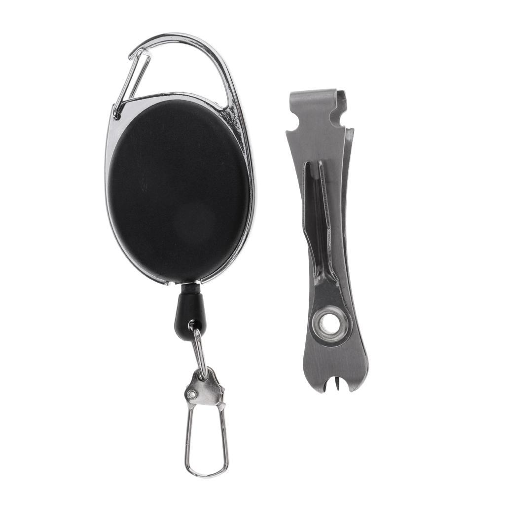 Stainless Steel Fly Fishing Knot Tying Tool Knot Tyer and Nail Clippers Nipper with Zinger Retractor