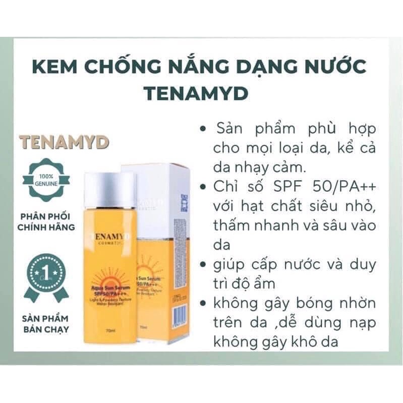Tinh chất chống nắng dạng nước Tenamyd Aqua Sun Serum SPF50/PA+++ 70m