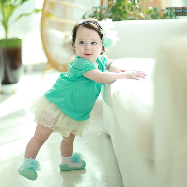 Attipas New Corsage - Xanh/ AT022 - Giày tập đi cho bé trai /bé gái từ 3 - 24 tháng nhập Hàn Quốc: đế mềm, êm chân &amp; chống trượt