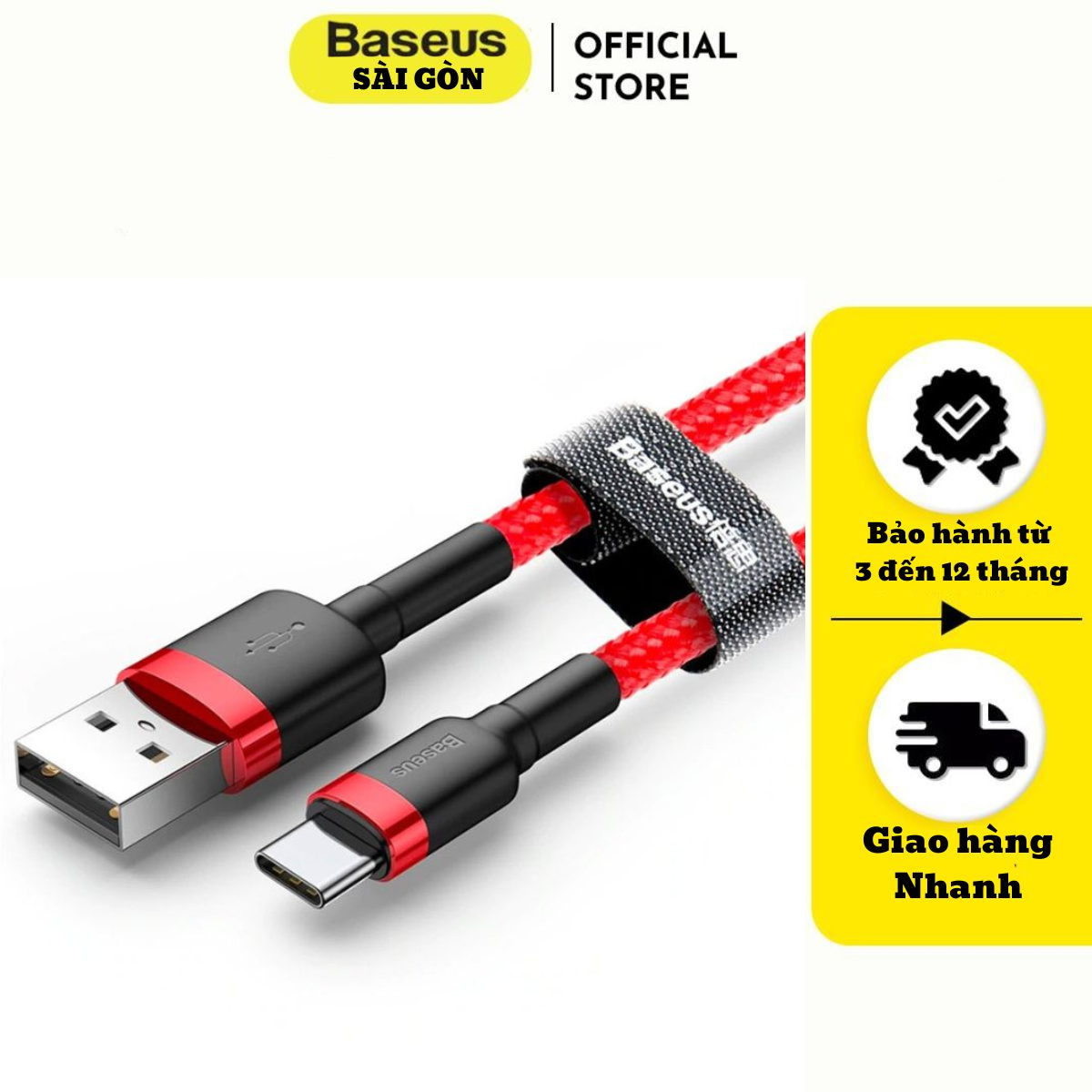 Cáp sạc Baseus Cafule Quick Charge và truyền dữ liệu tốc độ cao Usb to Type C 3A CATKLF- Hàng chính hãng