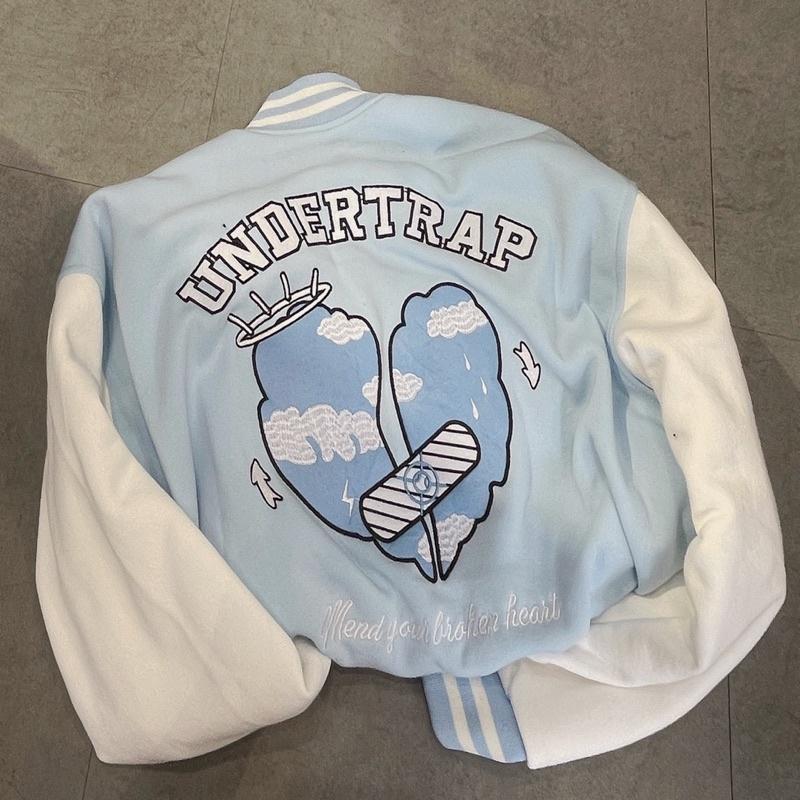 Áo Bomber nỉ U màu xanh unisex ảnh thật SSStore