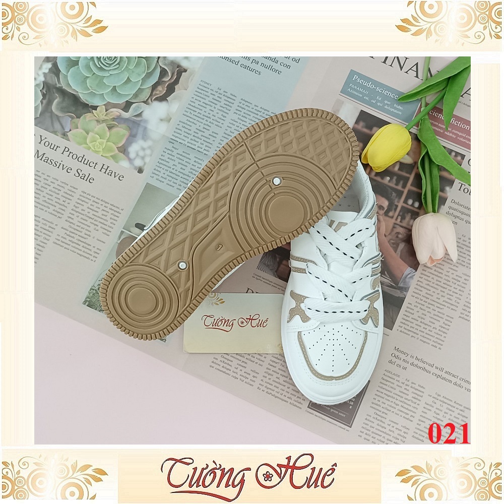 Giày Thể Thao Nữ Cột Dây Đế Bánh Mì Họa Tiết Hình Chữ - Hàng Quảng Châu