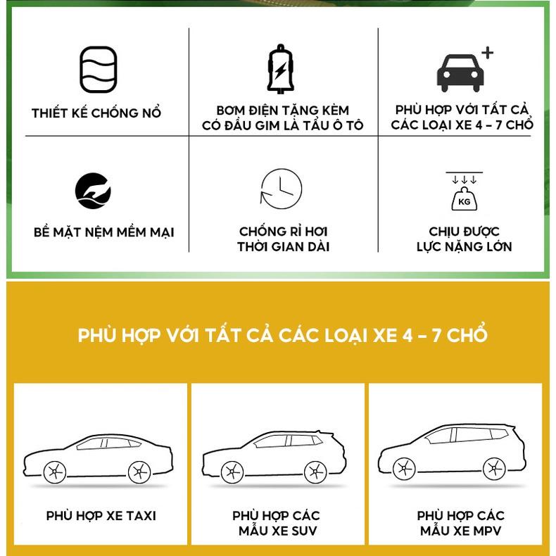 Đệm Hơi Ô Tô Vải Nhung Vân Sóng Cao Cấp Trải Ngang Xe