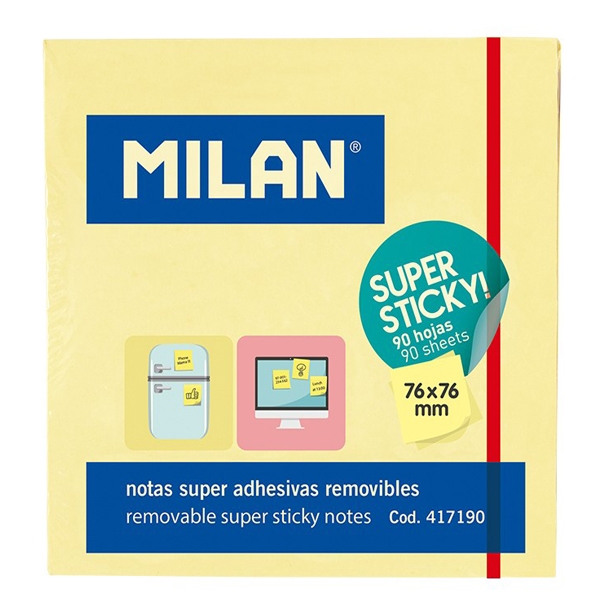 Bộ 2 Giấy Note Super Sticky 76x76mm - 417190 - Milan (90 tờ)