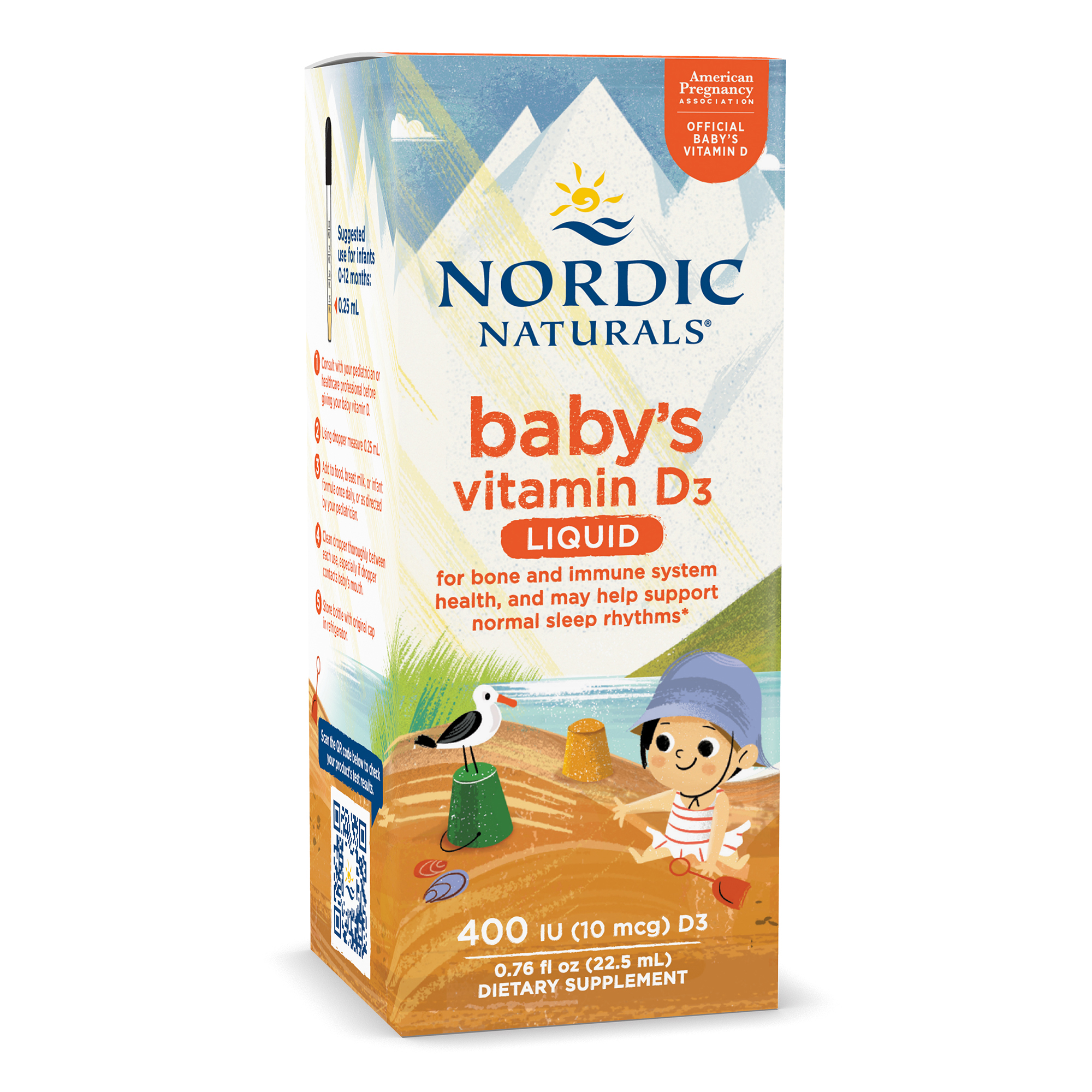 Syro Baby Vitamin D3 Nordic Naturals, Vitamin D3 tự nhiên cho bé, 400IU, lọ 22.5ml - Hàng Chính Hãng