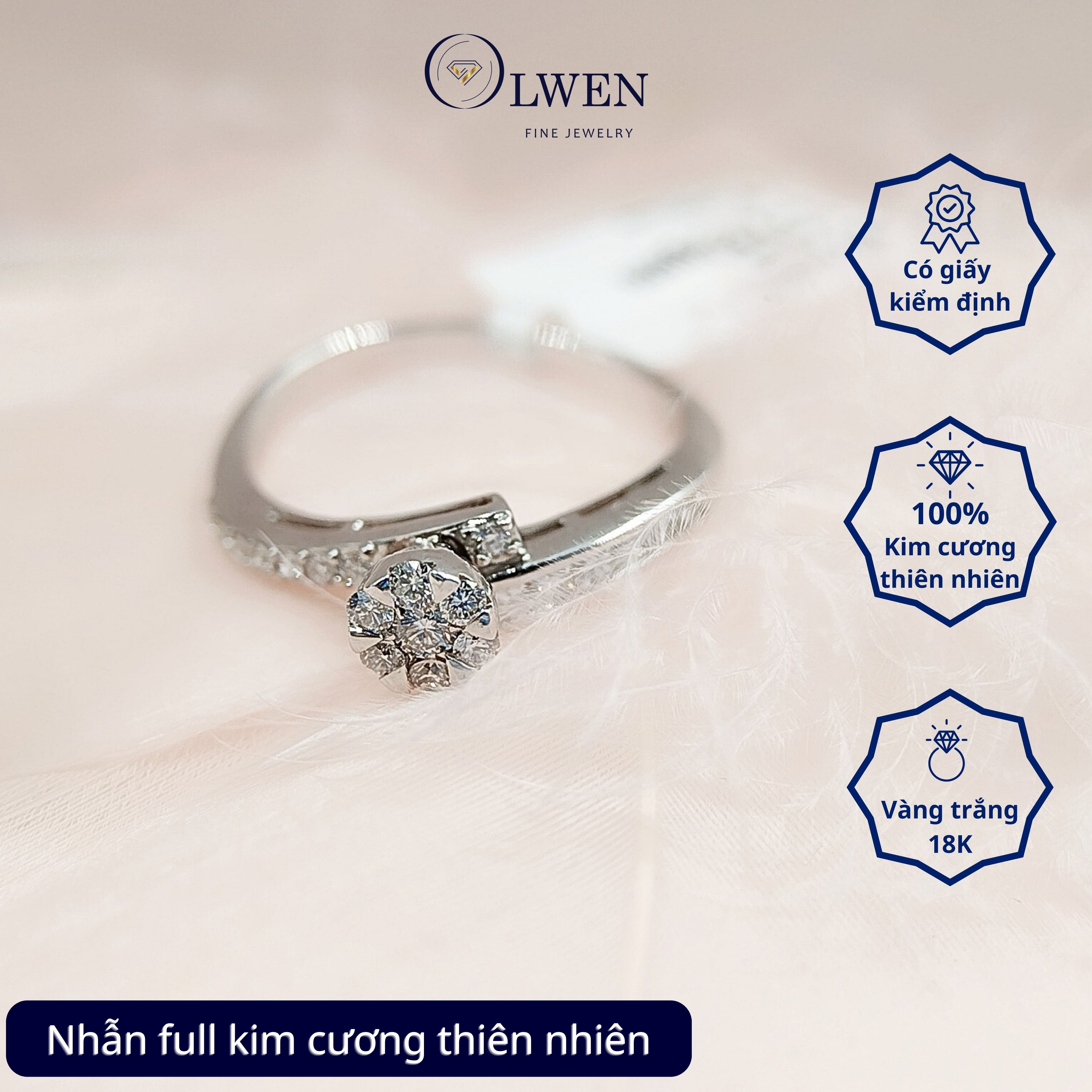 Nhẫn Kim Cương HK 18K HK Olwen HA-R000047