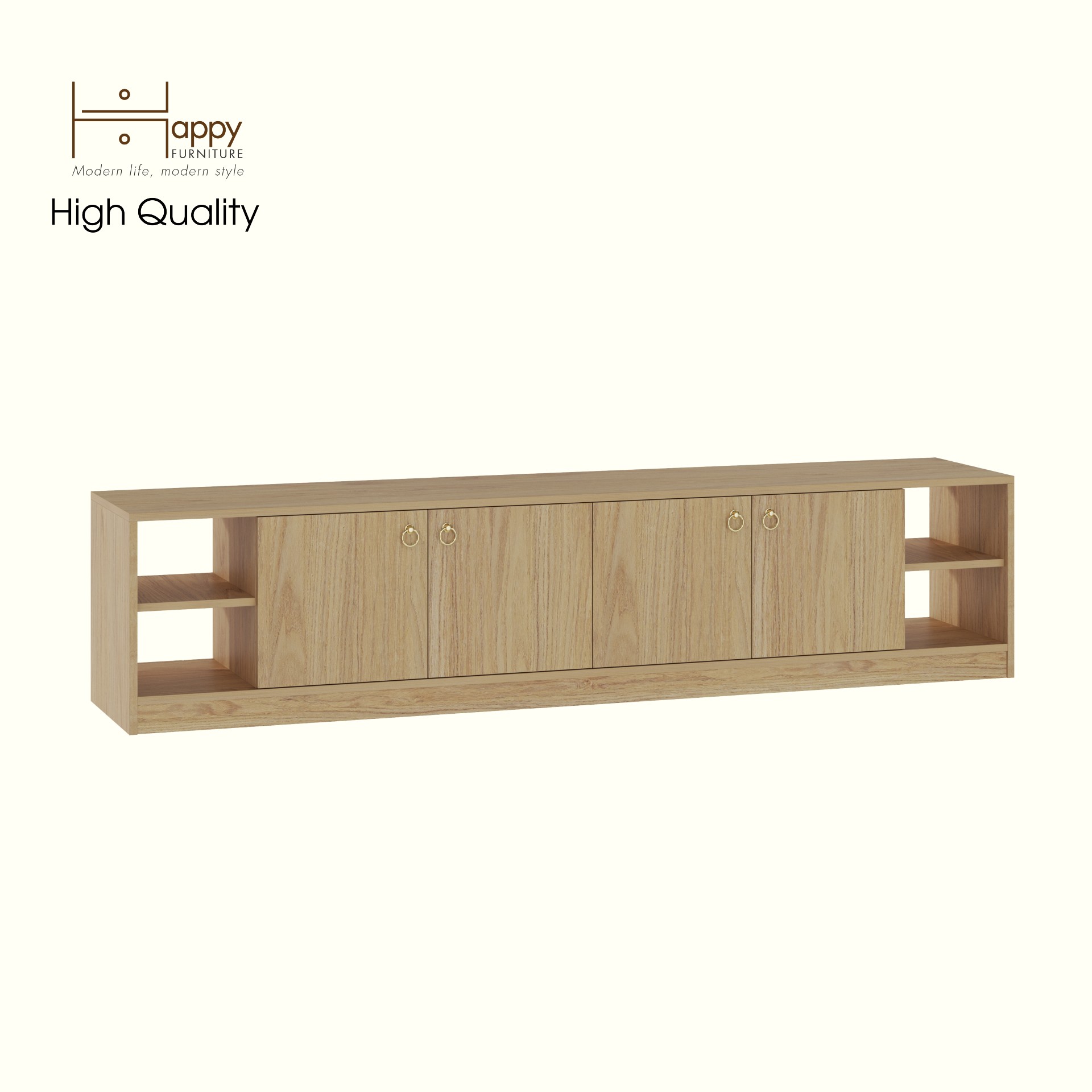 HAPPY FURNITURE , Kệ TV 4 cửa mở - MERI , KTV_089 , 200cm x 40cm x 45cm DxRxC