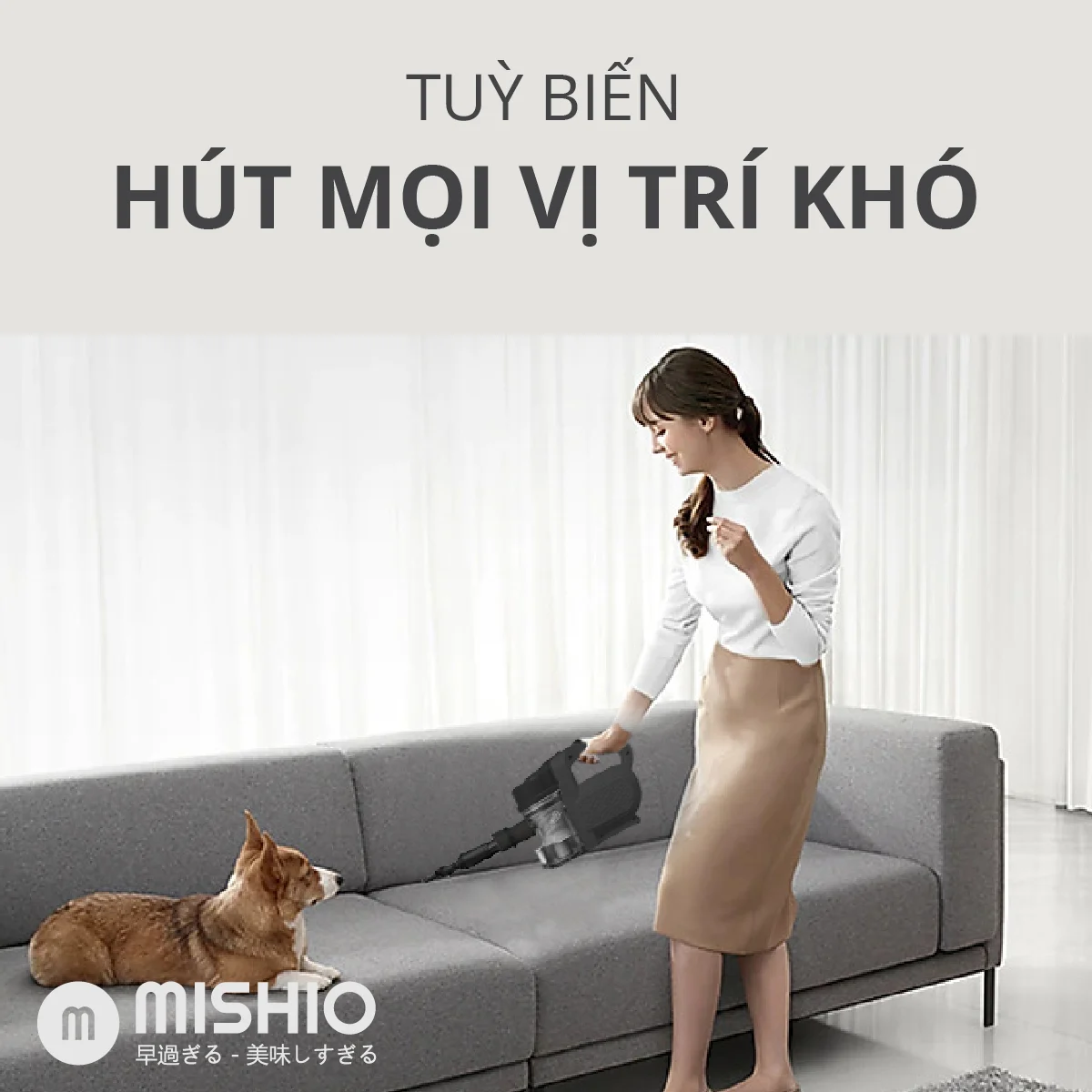 Máy hút bụi cầm tay 800W Mishio MK249 công nghệ lốc xoáy màu đen