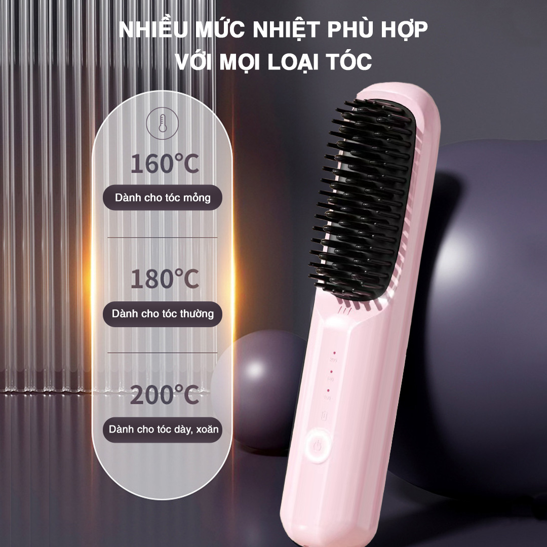 Lược Điện Tạo Kiểu Không Dây Vietnamrobovac S7 - Chăm Sóc Tóc Suôn Mượt - Hàng Chính Hãng
