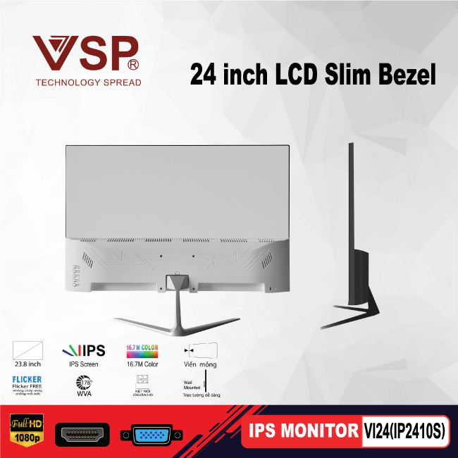 Màn hình LCD IPS VSP ThinKing 24inch tràn viền Slim Bezel Vi24 (IP2402SW/B) - Hàng chính hãng