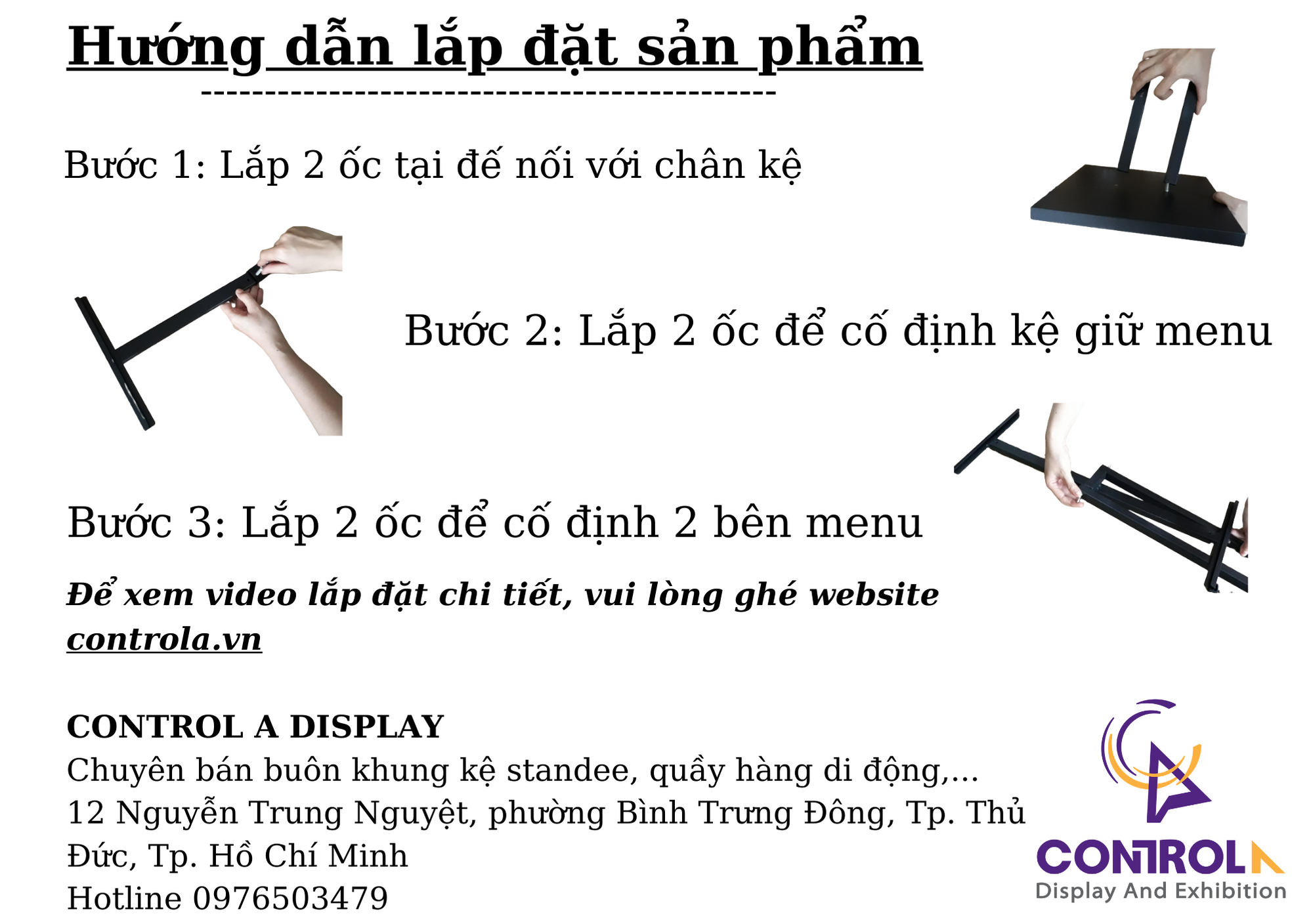 BẢNG MENU ĐIỀU CHỈNH CHÂN SẮT LẮP RÁP TIỆN LỢI