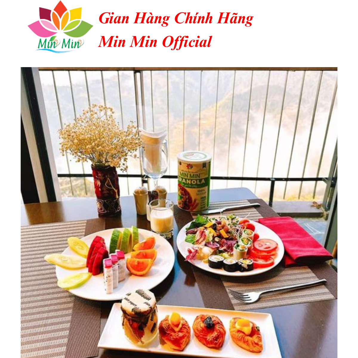 Ngũ Cốc Hạt Min Min Ăn Liền GRANOLA - Ngũ Cốc Ăn Liền Min Min Vị Truyền Thống - Ngũ cốc mix hoa quả xấy (1hộp 500Gr)