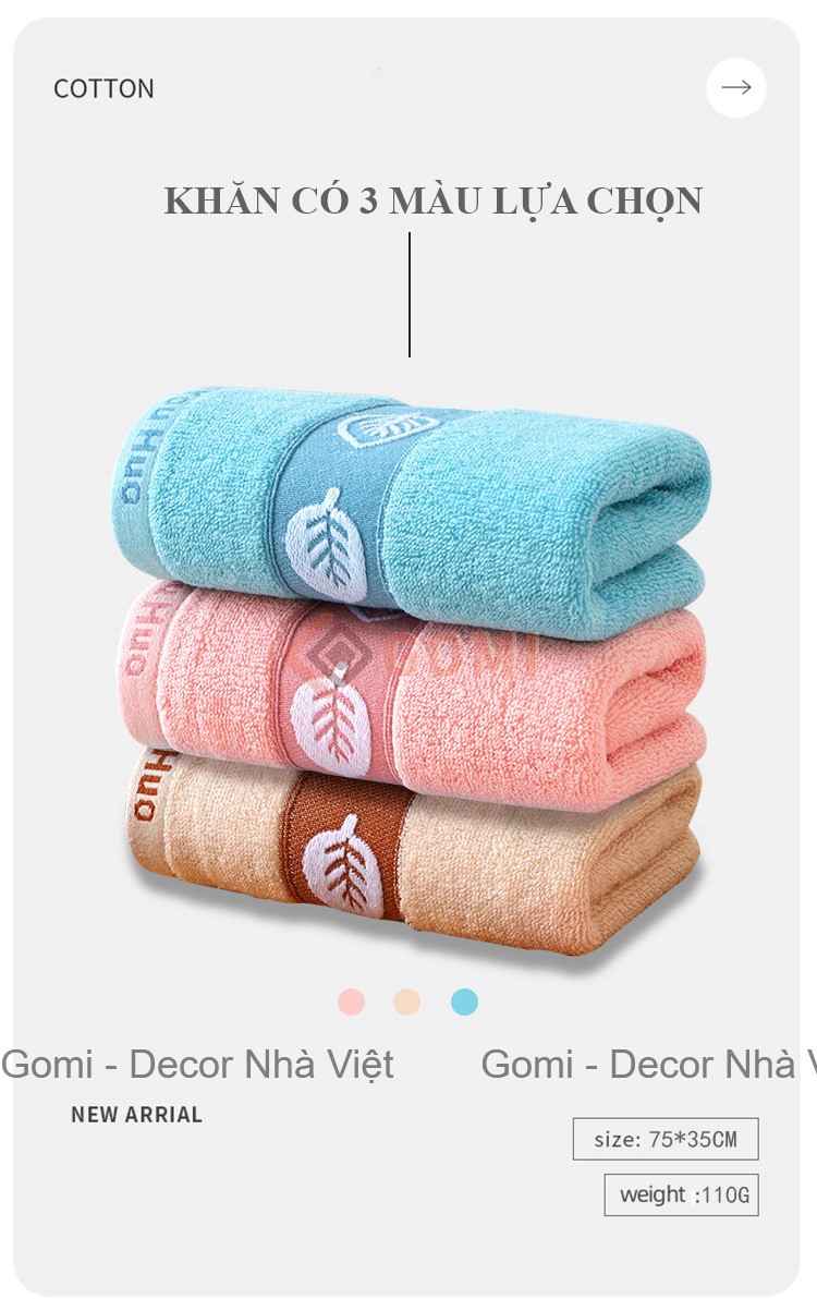 Khăn Tắm/Khăn Mặt Cotton Mềm Mại Thấm Hút Nước 34x75cm Nhanh Khô