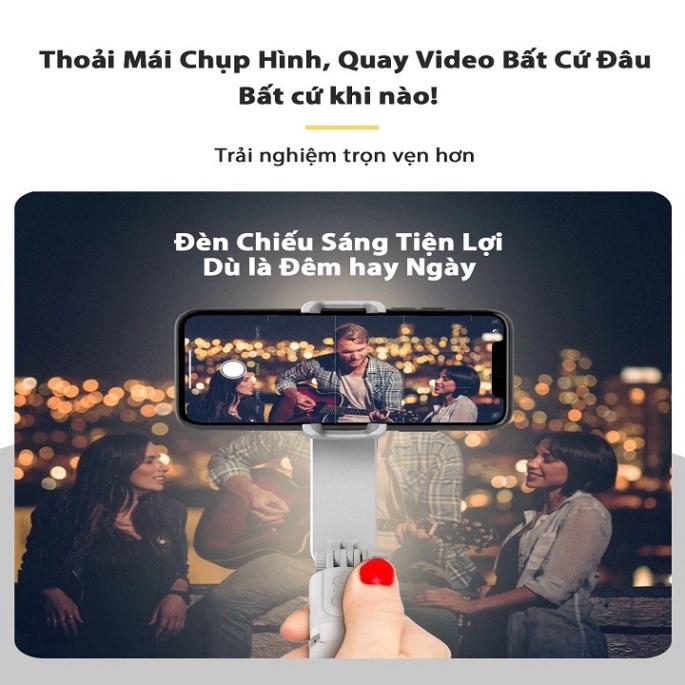 Gậy gimbal selfie chống rung L09 tích hợp đèn led trợ sáng - hỗ trợ đa dạng điện thoại, Gậy tự sướng có chân đứng xin sò