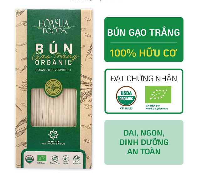 Bún gạo trắng hữu cơ Hoa Sữa  FOODS 250g - dai, ngon, 100% hữu cơ