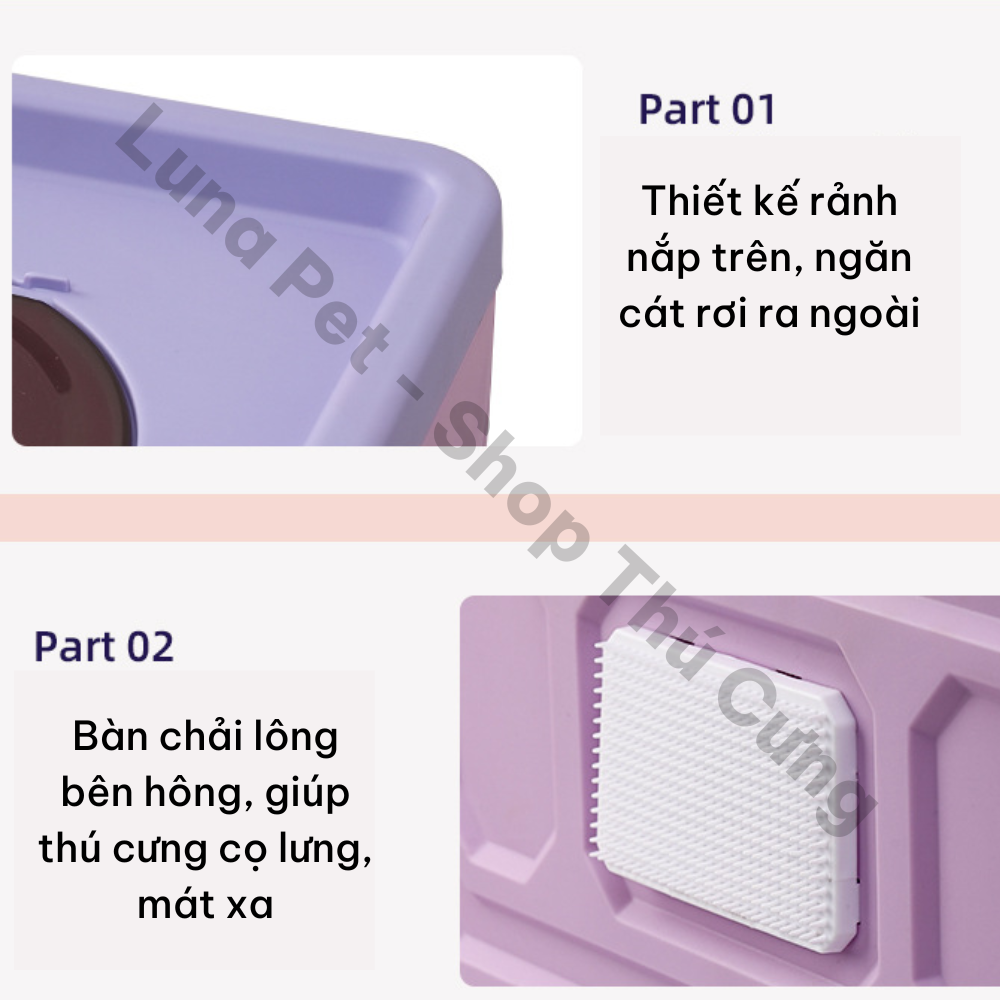 Nhà vệ sinh cho mèo 2 cửa lớn LunaPet NV03 - Khay vệ sinh cho mèo có nắp đậy chống văng cát